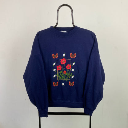 Retro Butterfly Sweatshirt Blue Small/Medium