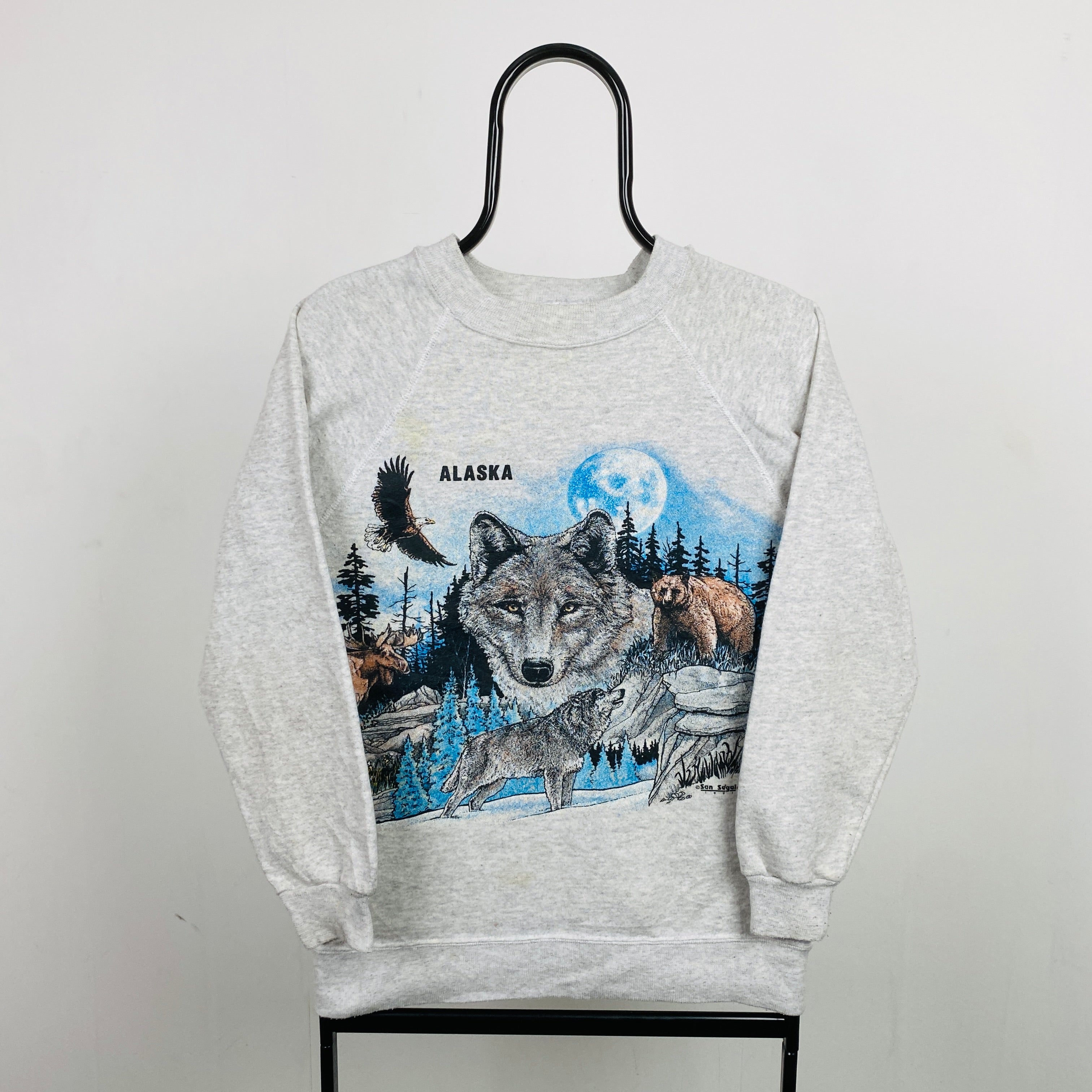 Retro Wolf Sweatshirt Grey Small