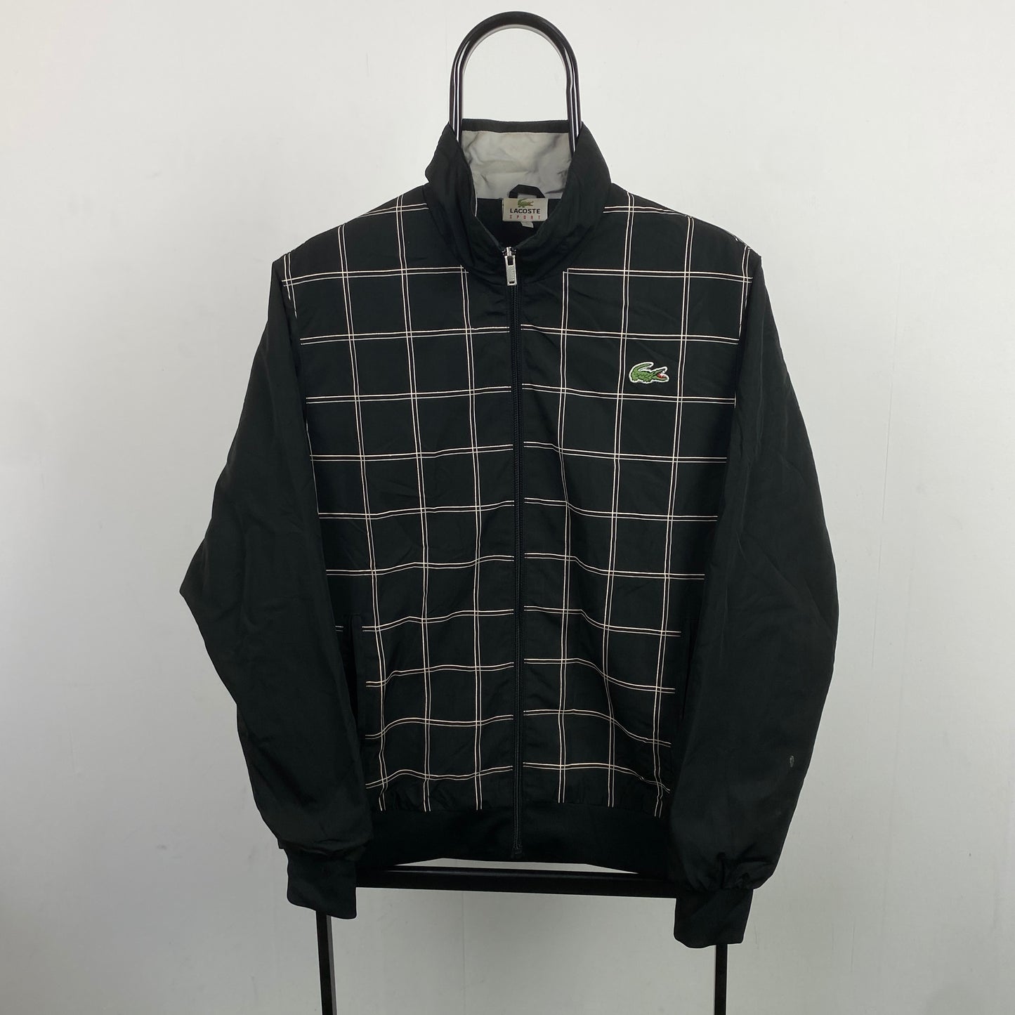 Retro Lacoste Windbreaker Jacket Black Large