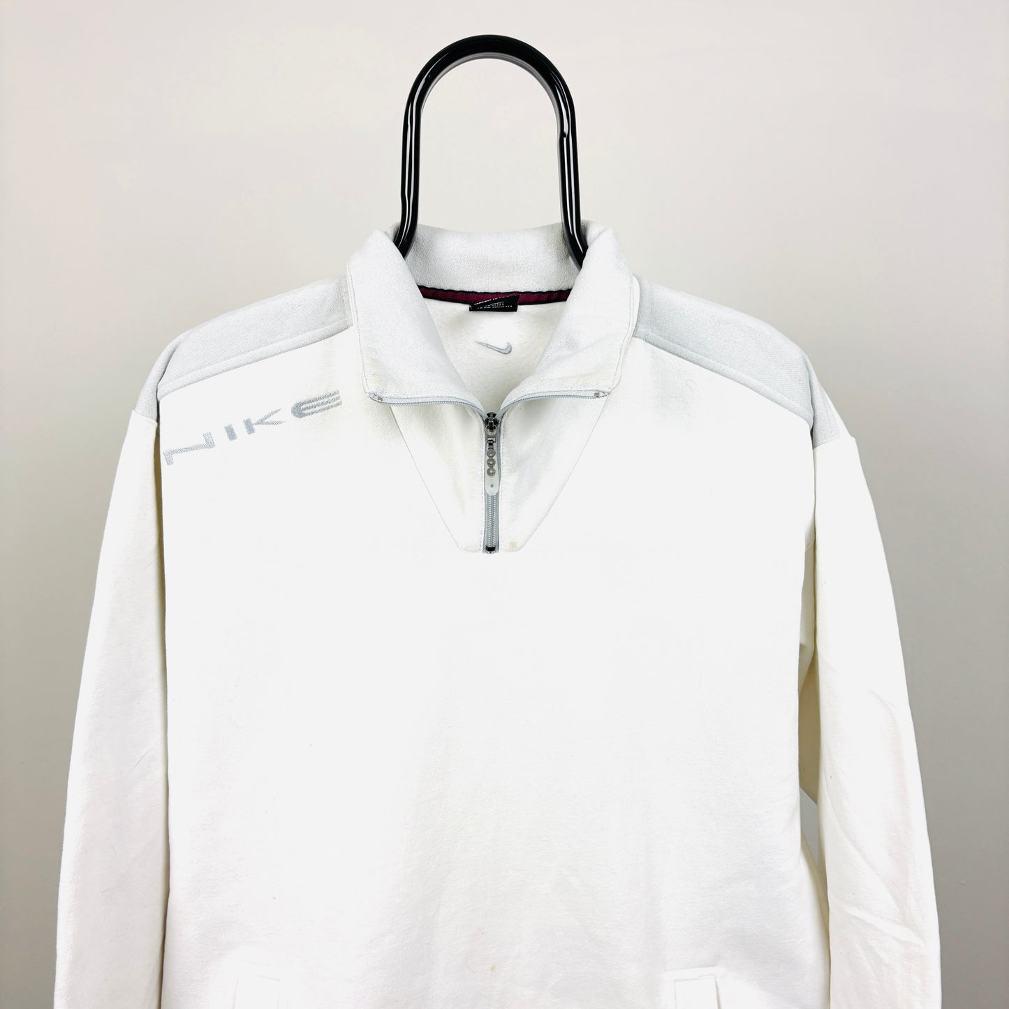 90s Nike 1/4 Zip Sweatshirt White XL