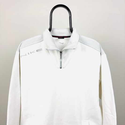 90s Nike 1/4 Zip Sweatshirt White XL