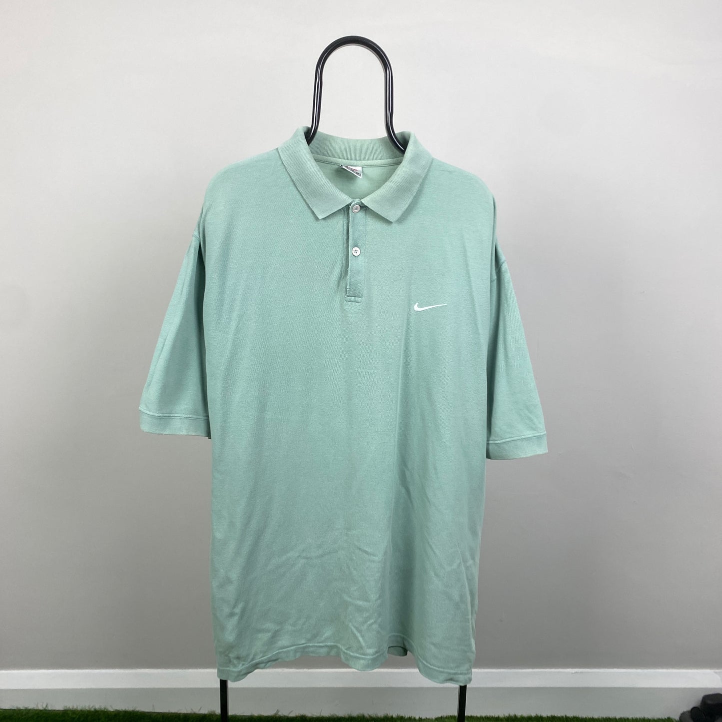 90s Nike Polo Shirt T-Shirt Green XL
