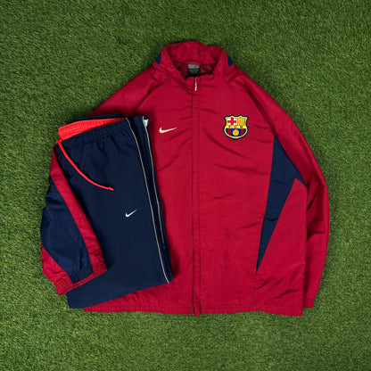 90s Nike Barcelona Piping Tracksuit Jacket + Joggers Set Red Large