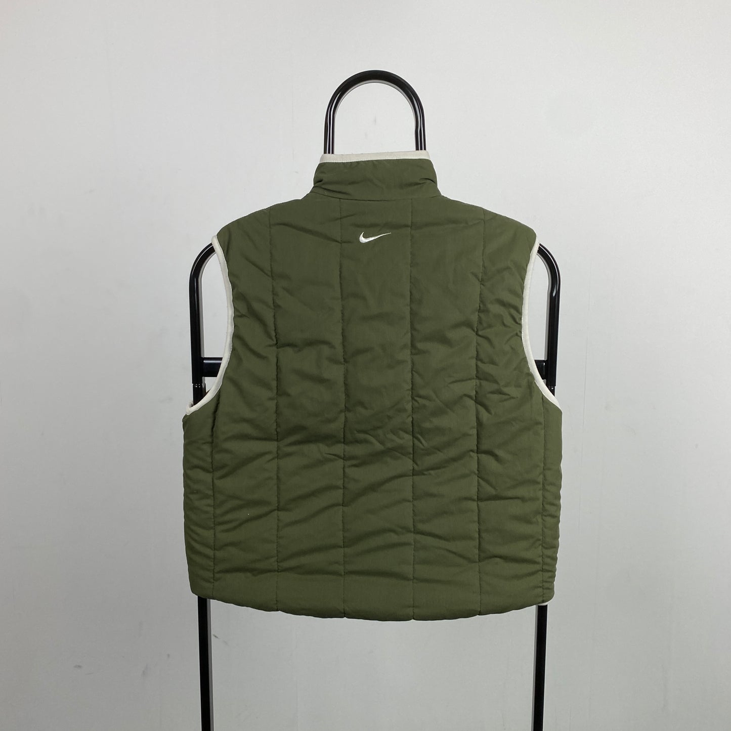 00s Nike Reversible Fleece Gilet Jacket Brown Green XS