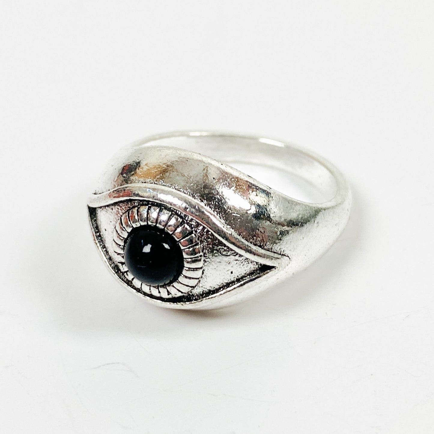 Retro Vintage Eye Signet Ring Silver