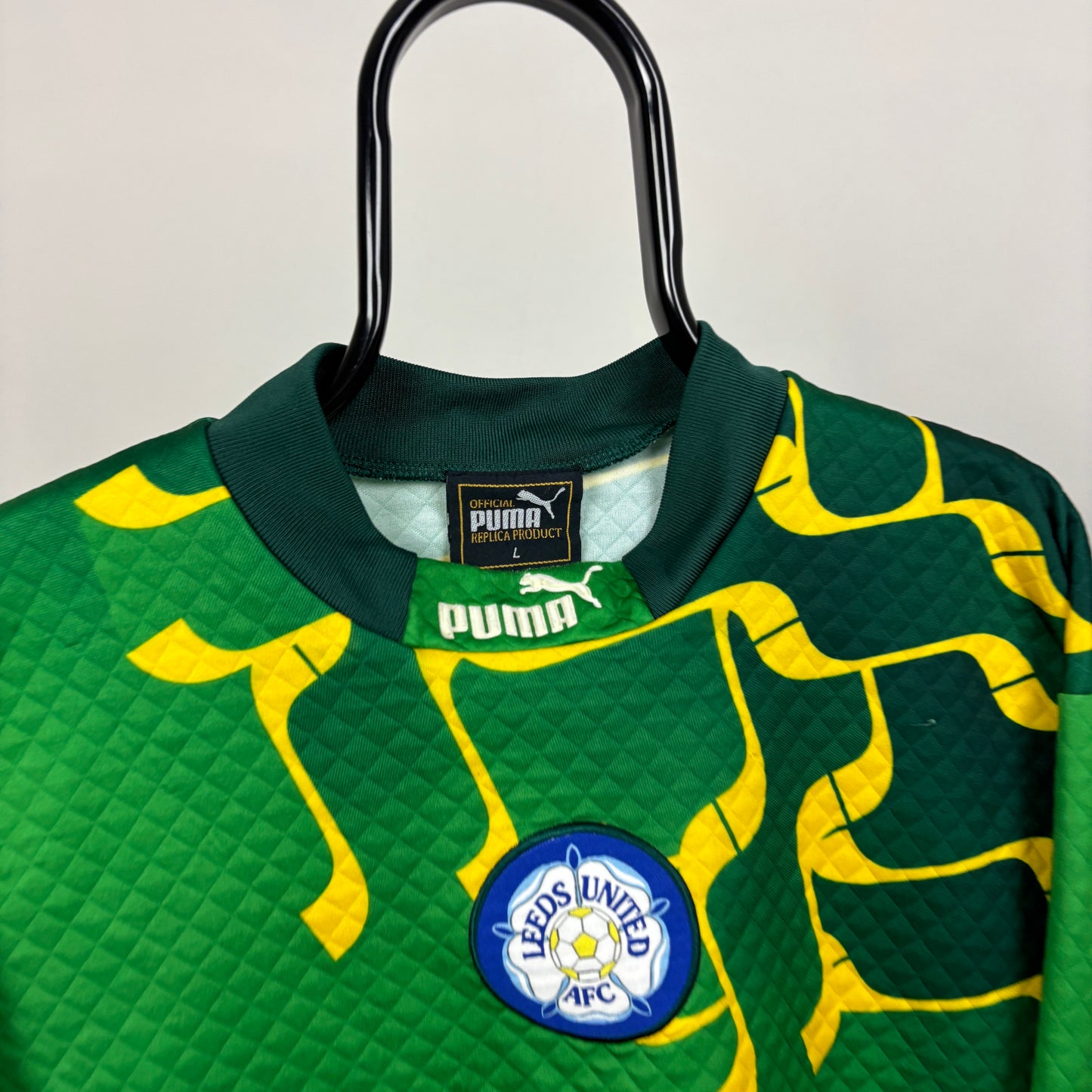 90s Puma Leeds United Football Sweatshirt Green Large