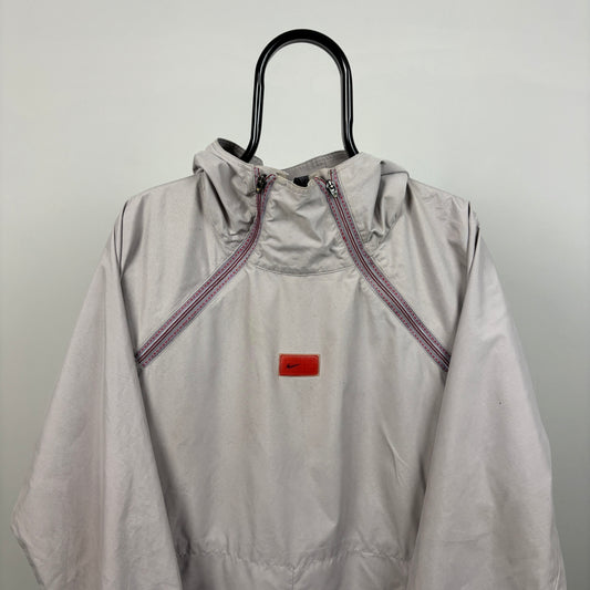 00s Nike Double Zip Windbreaker Jacket Grey Medium