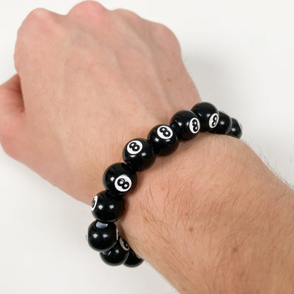 Retro 8 Ball Bracelet Necklace Chain Silver