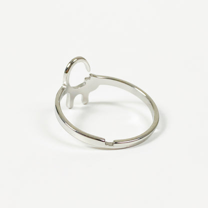 Vintage Adjustable Cat Ring Silver