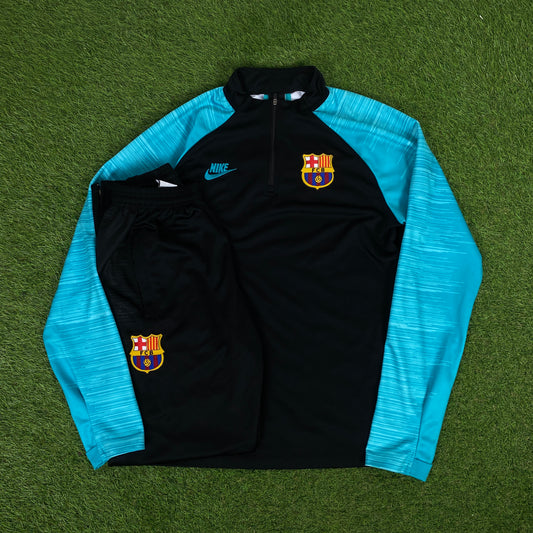 00s Nike Barcelona Dri-Fit Tracksuit Jacket + Joggers Set Black Large