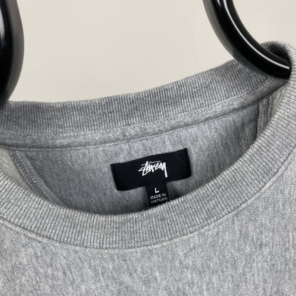 Retro 00s Stussy Sweatshirt Grey Large