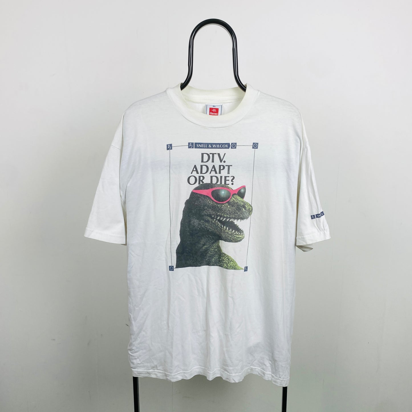 Retro DTV Dinosaur T-Shirt White XL