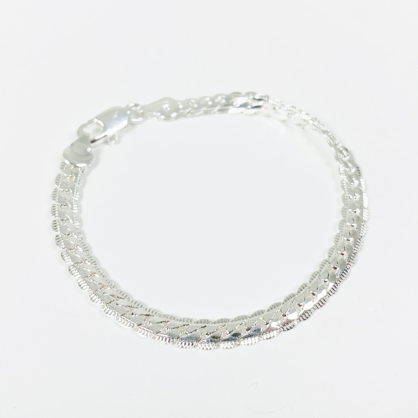 Vintage Baguette Bracelet Chain .925 Silver