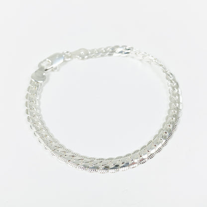 Vintage Baguette Bracelet Chain .925 Silver