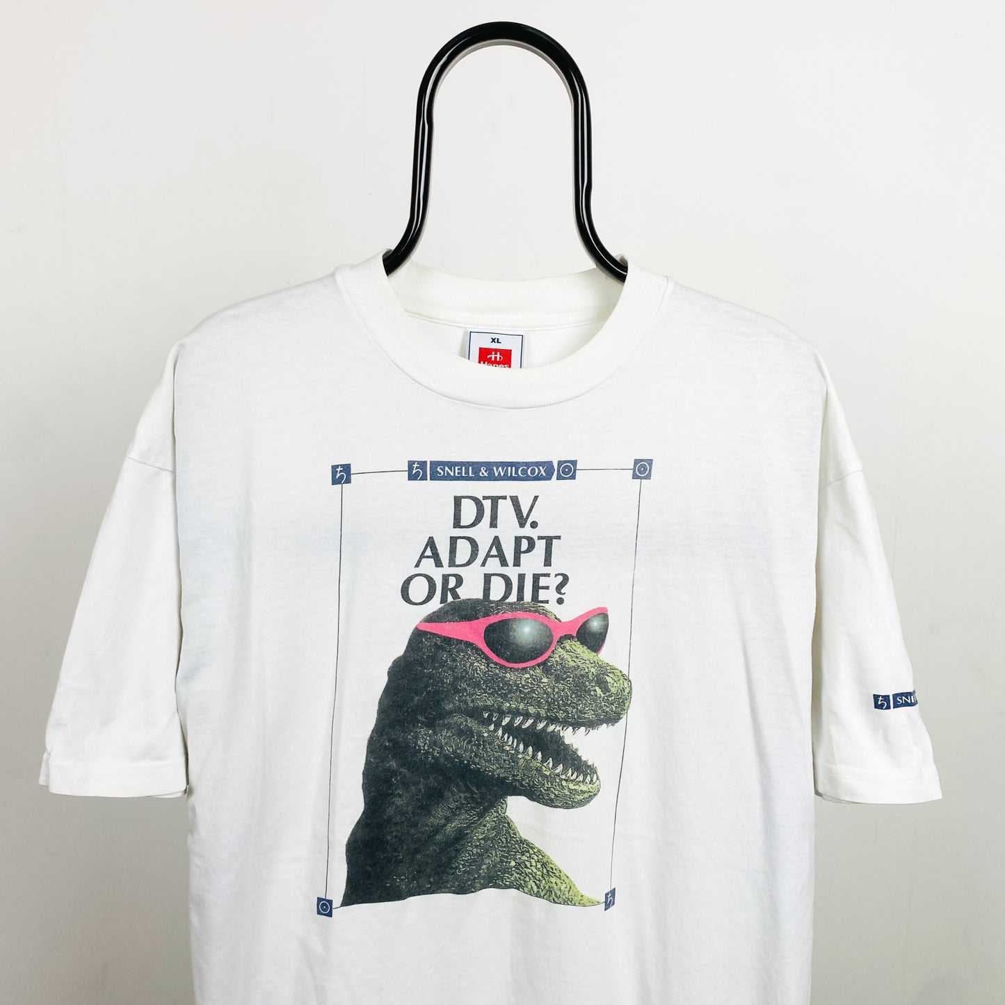 Retro DTV Dinosaur T-Shirt White XL