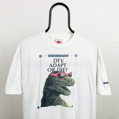 Retro DTV Dinosaur T-Shirt White XL