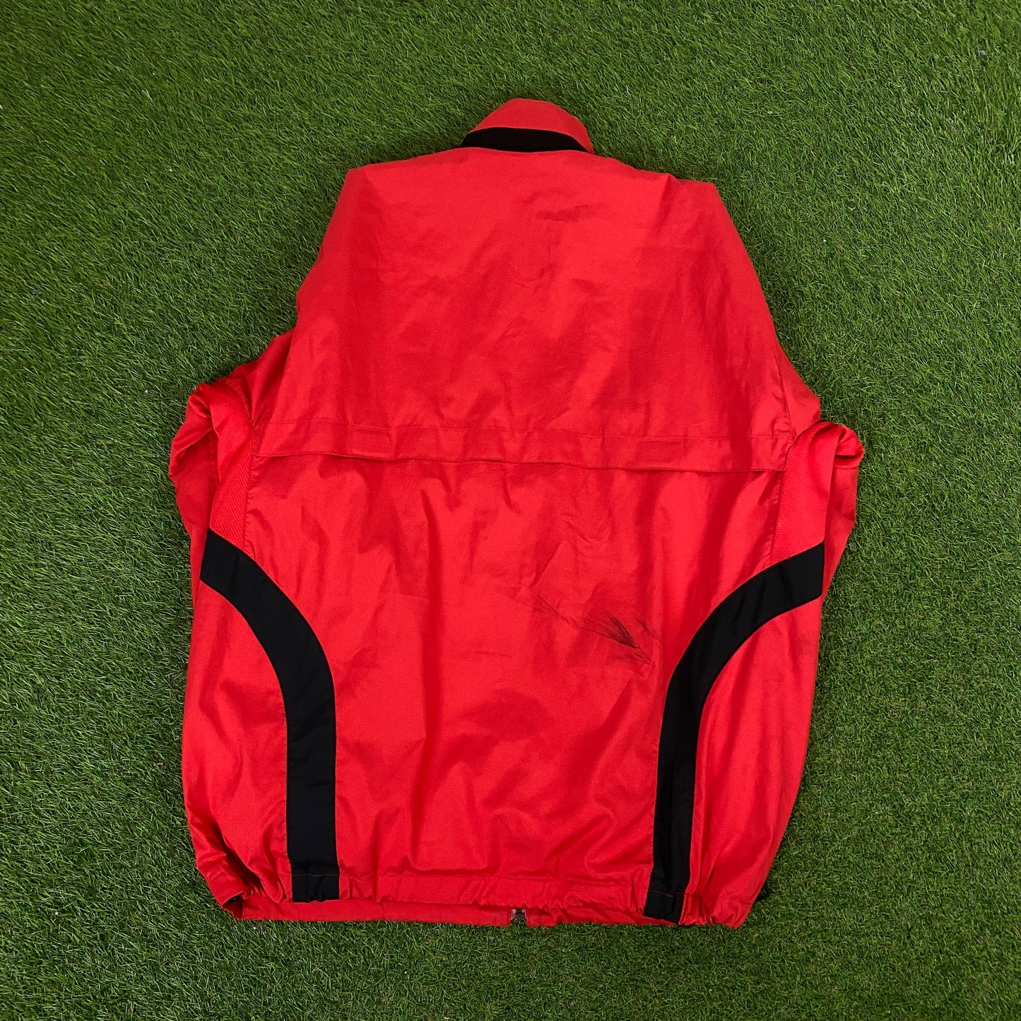 00s Nike Piping Windbreaker Jacket + Joggers Set Red Medium