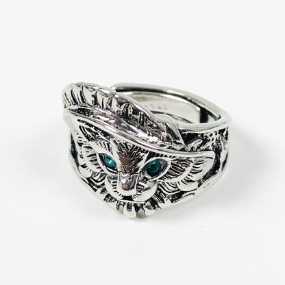 Vintage Adjustable Cat Ring Silver