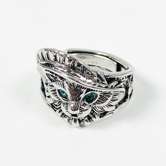 Vintage Adjustable Cat Ring Silver