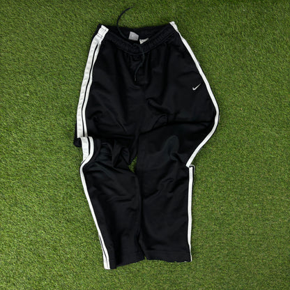 00s Nike Piping Windbreaker Tracksuit Set Jacket + Joggers Black XL