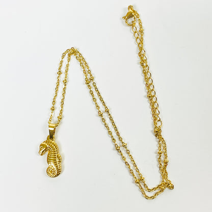 Retro Seahorse Necklace Chain Gold