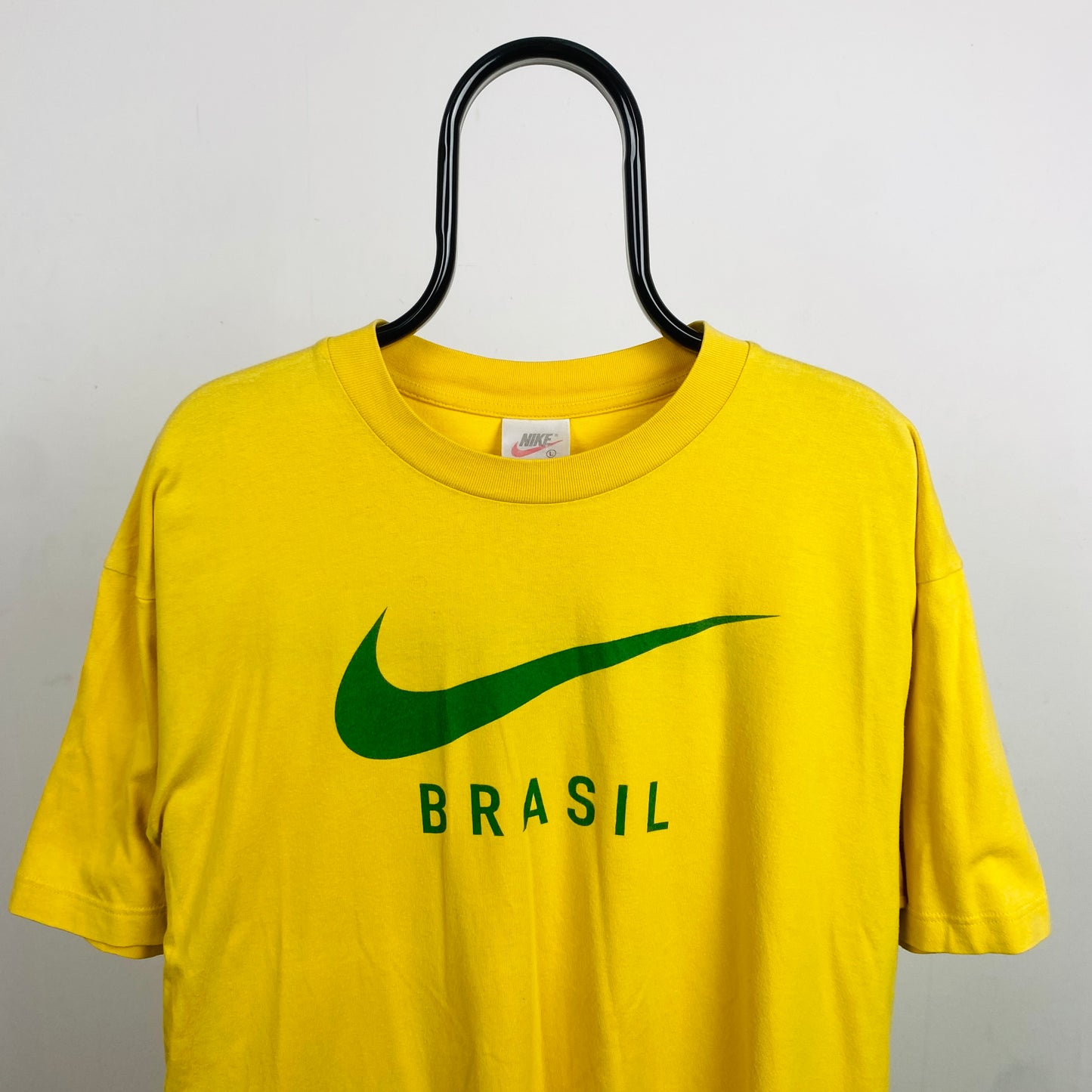 90s Nike Brazil T-Shirt Yellow Large