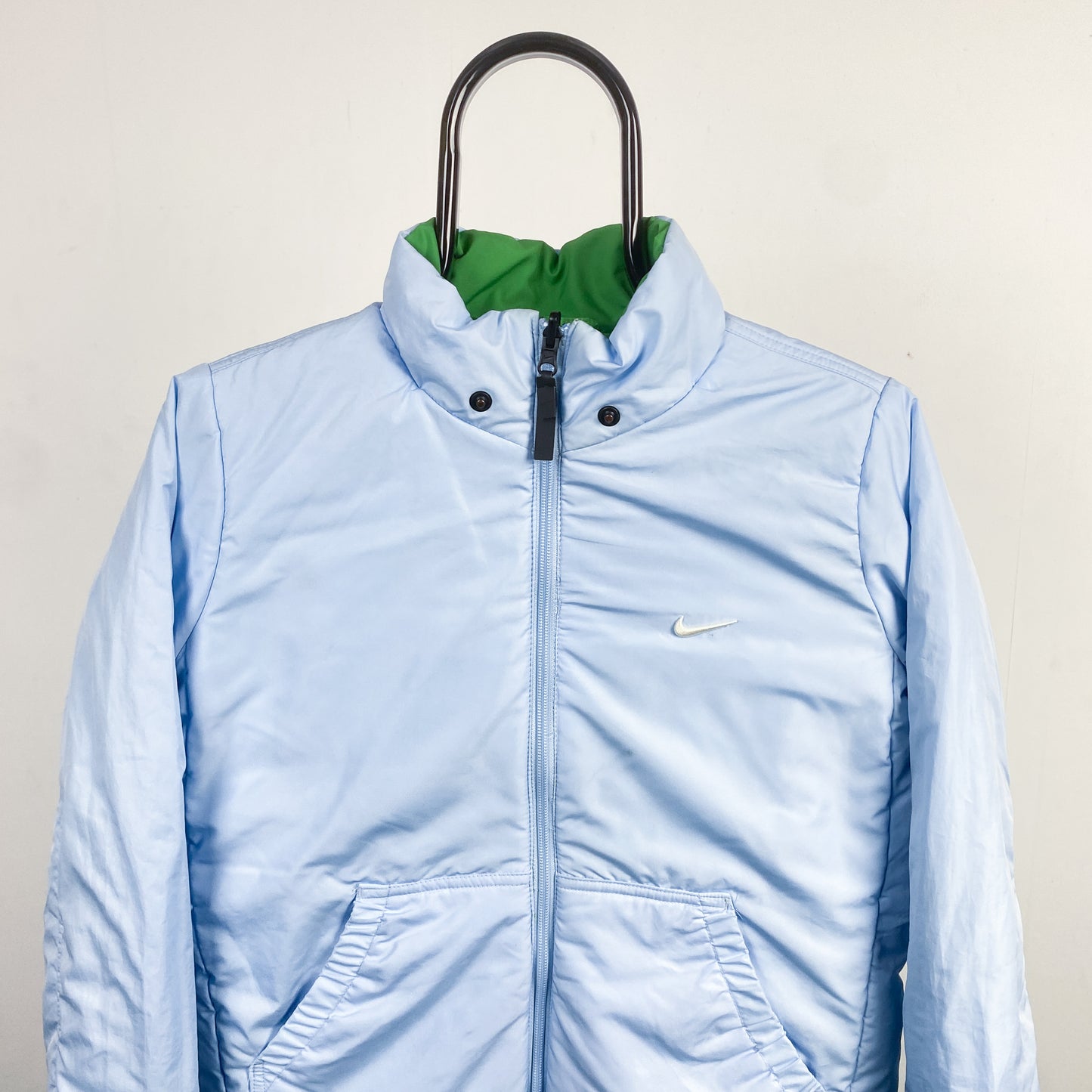 00s Nike Reversible Puffer Coat Jacket Blue Green Medium