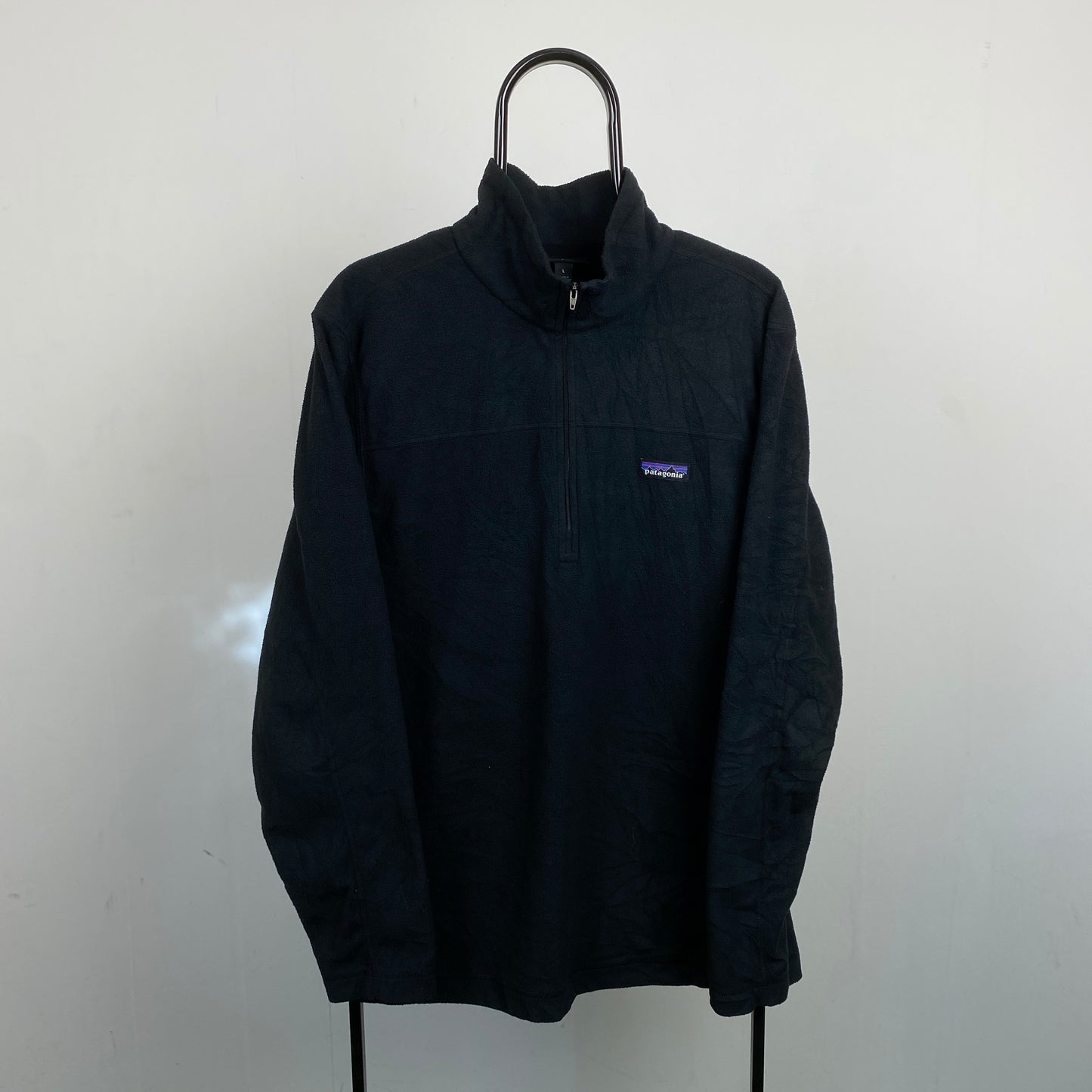 Retro Patagonia Fleece Sweatshirt Black Large