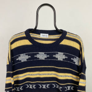 Retro Knit Sweatshirt Blue XL
