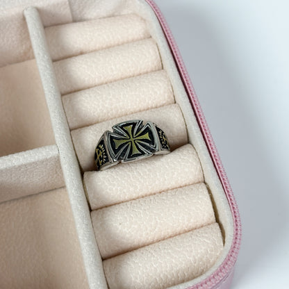 Adjustable Gothic Cross Ring Silver