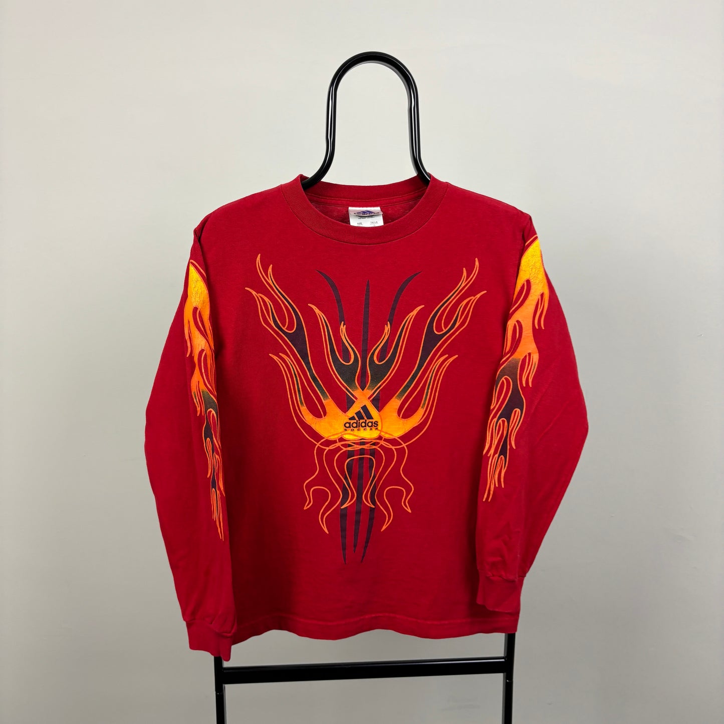 90s Adidas Japan Long Sleeve T-Shirt Red Small