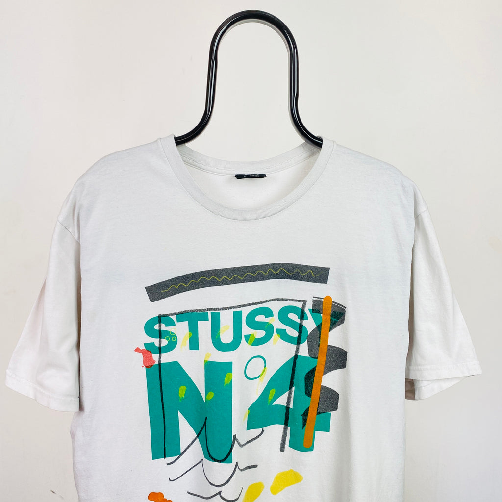 Retro 00s Stussy T-Shirt White Large