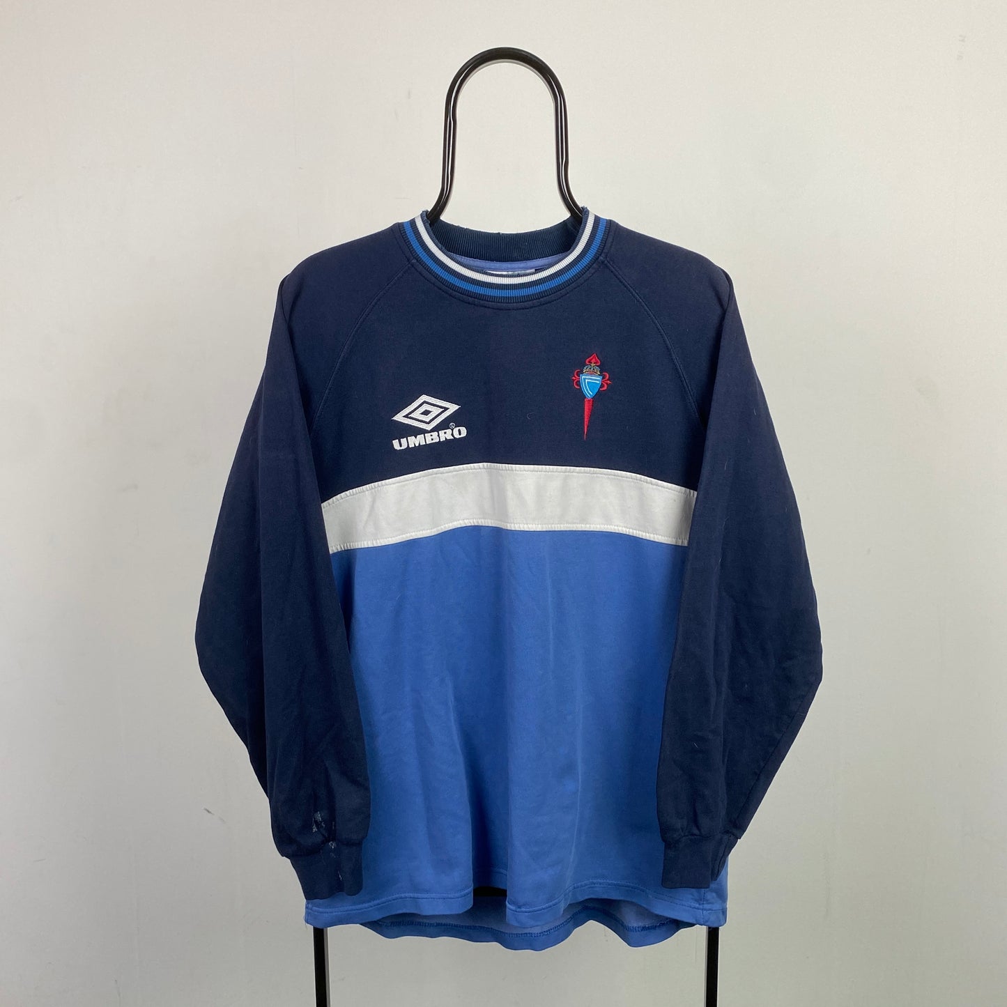 Retro Umbro Celta Vigo Sweatshirt Blue Large
