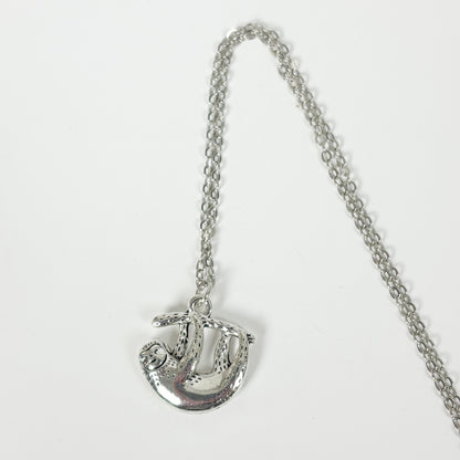 Vintage Sloth Necklace Silver