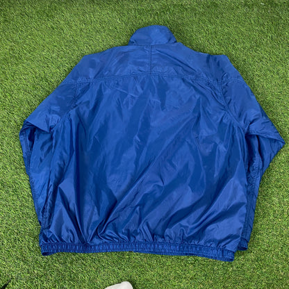 90s Nike Piping Windbreaker Jacket + Joggers Set Blue Medium