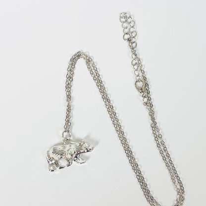 Bear Charm Necklace Silver