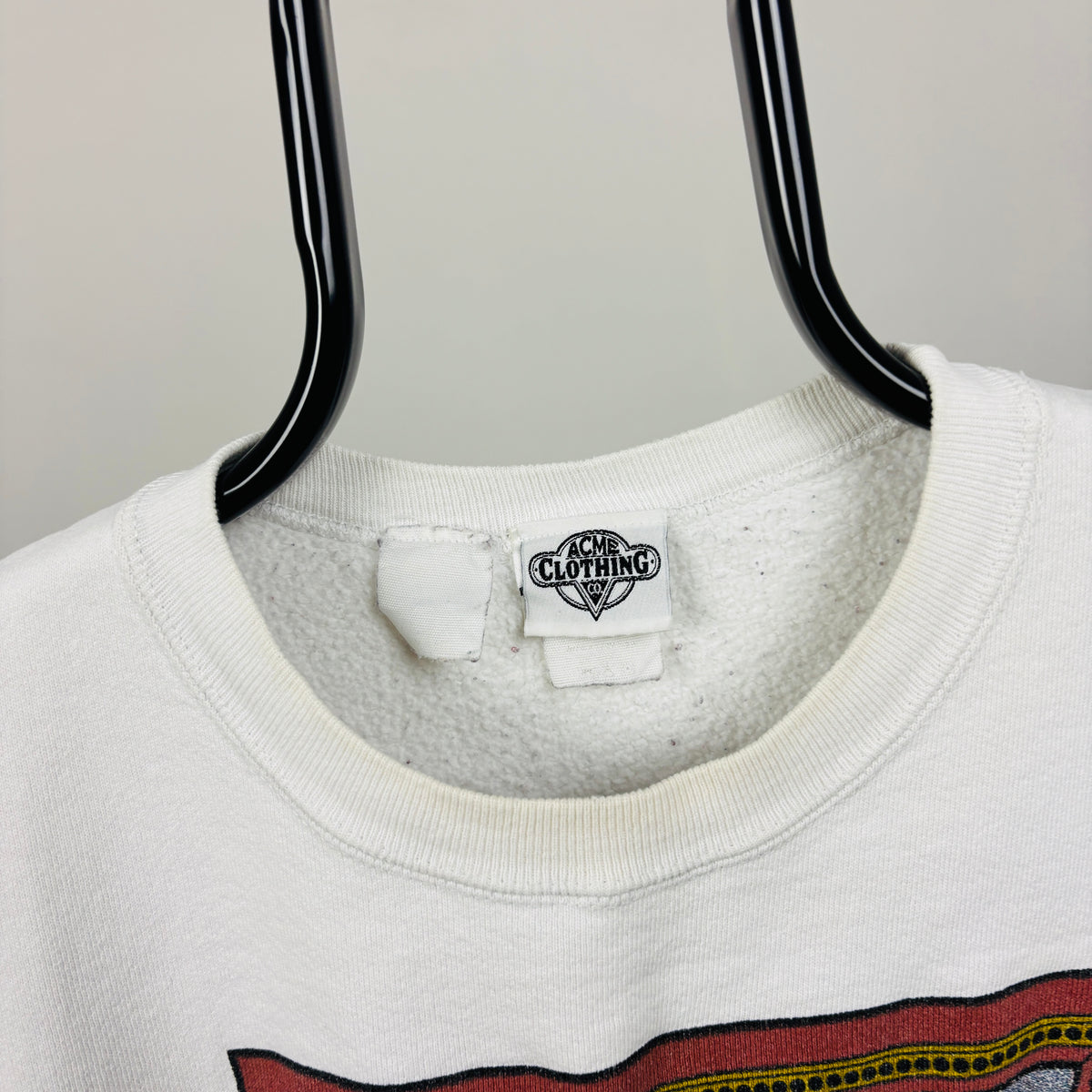 90s Looney Tunes Daffy Duck Scream Sweatshirt White Large