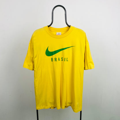 90s Nike Brazil T-Shirt Yellow Large