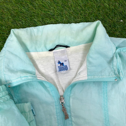 90s Rodeo Shell Tracksuit Jacket + Joggers Set Baby Blue Largeh