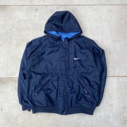 90s Nike Reversible Fleece Coat Jacket Blue Medium