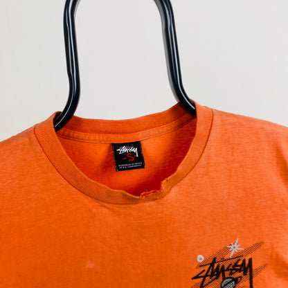 Retro 00s Stussy T-Shirt Orange Small