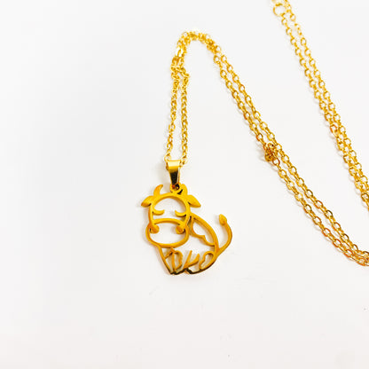 Retro Cow Necklace Chain Gold