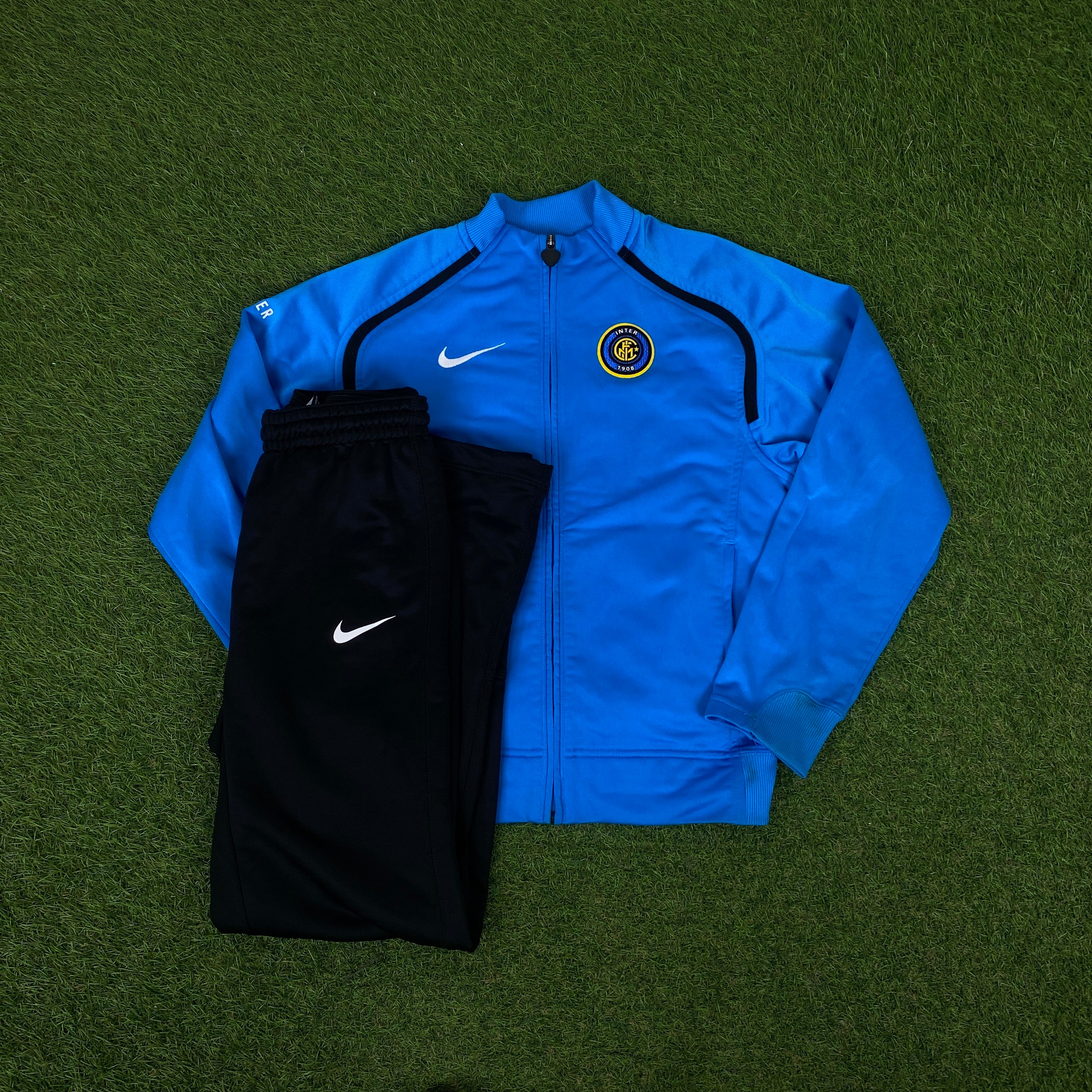 00s Nike Inter Milan Windbreaker Jacket + Joggers Set Blue XS