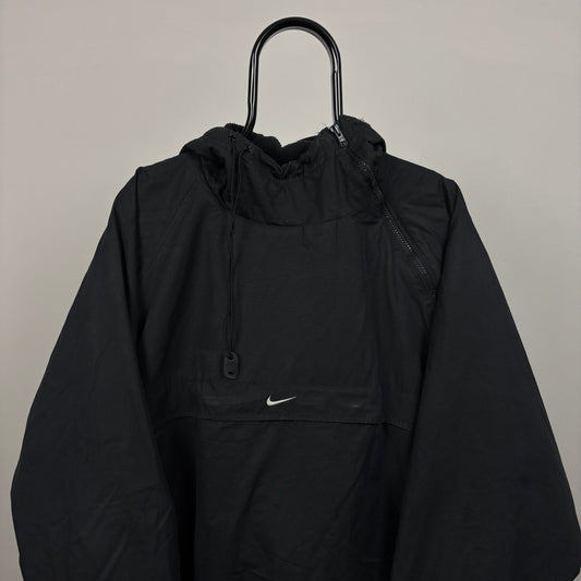 90s Nike Reversible Side Winder Fleece Coat Jacket Black Large