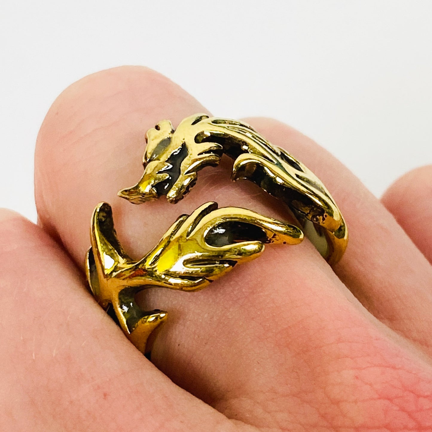 Retro Adjustable Glow In The Dark Dragon Ring Gold