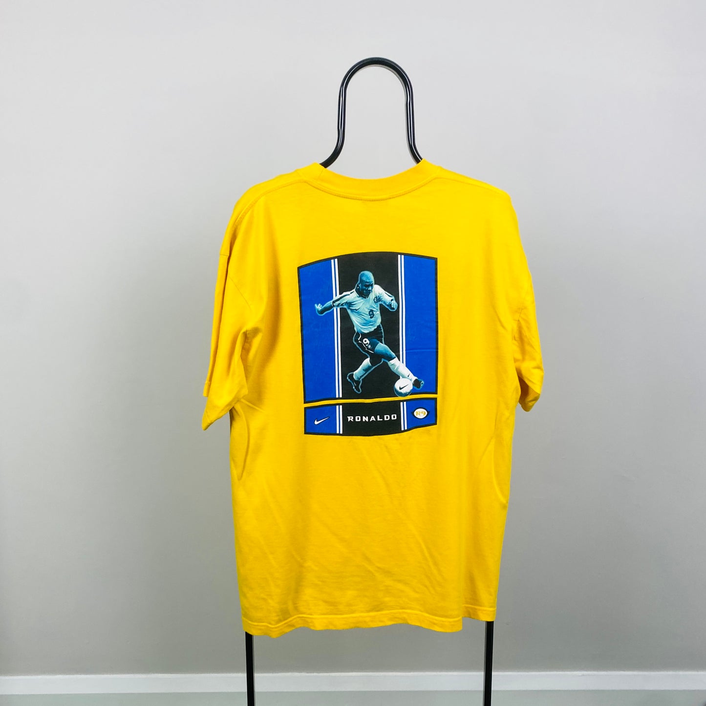 90s Nike Brazil R9 T-Shirt Yellow Large