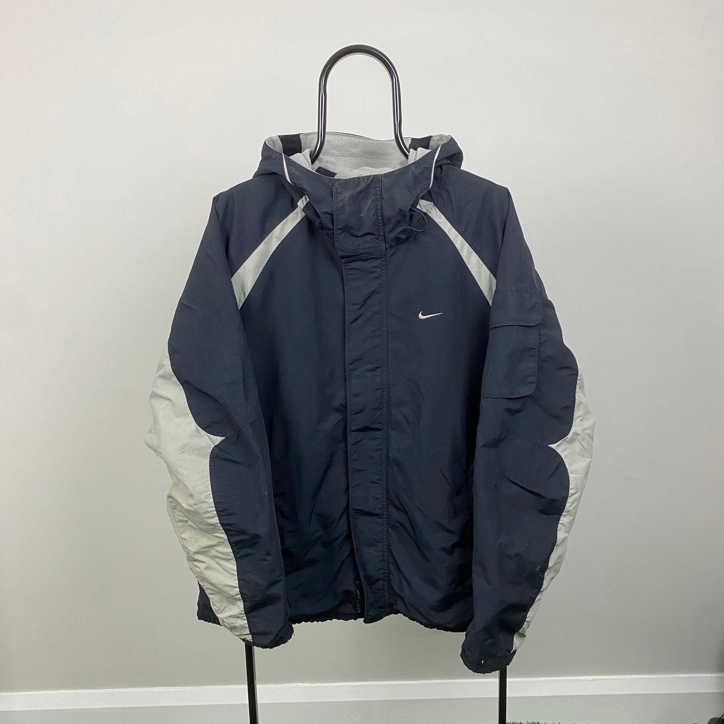 00s Nike Reversible Fleece Coat Jacket Blue Medium