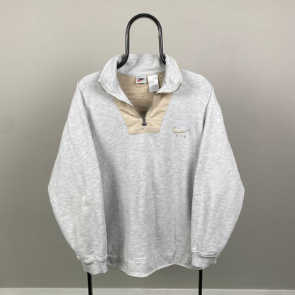 90s Nike 1/4 Zip Sweatshirt Grey Medium