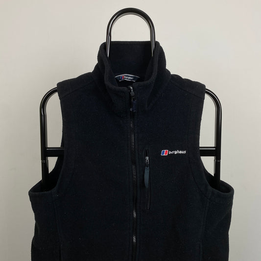 Retro Berghaus Fleece Gilet Sweatshirt Black Medium