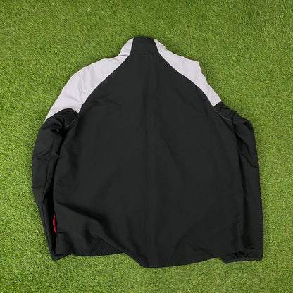 00s Nike Air Piping Windbreaker Tracksuit Set Jacket + Joggers Black XL